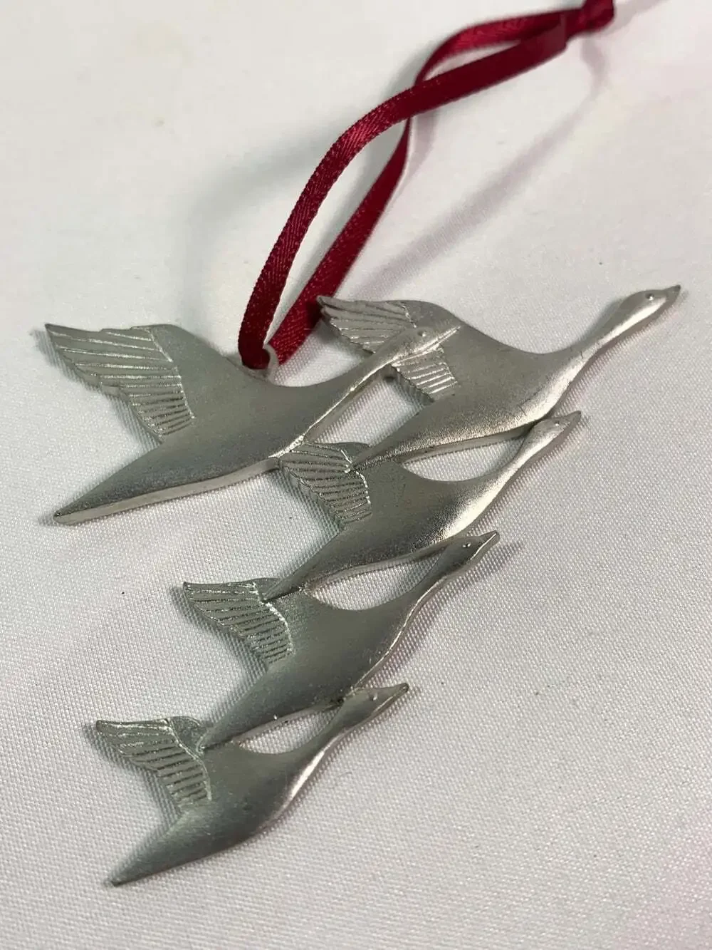 Pewter Geese Migrating 1989 Ornament
